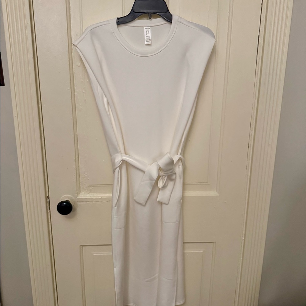 SPANX Air Essentials White Sleeveless Mini Dress with Side Pocket - New WO Tags